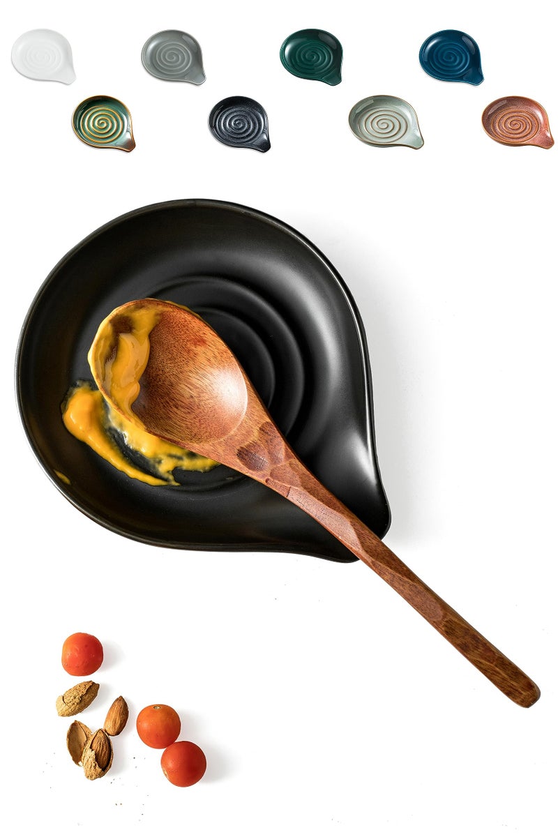 LAUCHUH Spoon Rest for Stove Top Cooking Spoon Holder for Kitchen Countertop Large Holder for Spatula  Spoons or Tong  Halloween Decor  Mother's Day Gifts  Black - Image 1